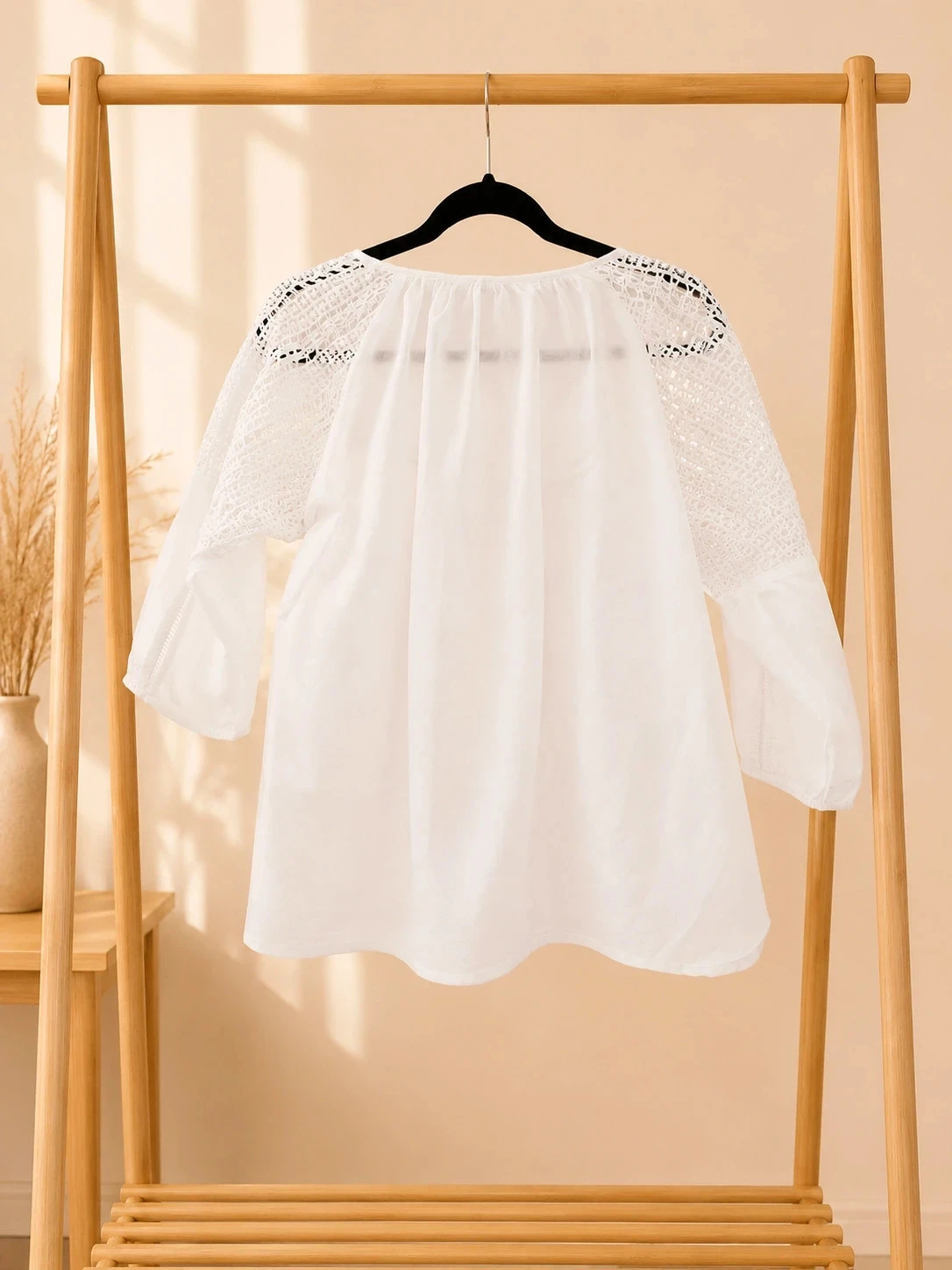 Blusa branca de renda T46 – Bohème – Mangas 3/4 e – photo 2
